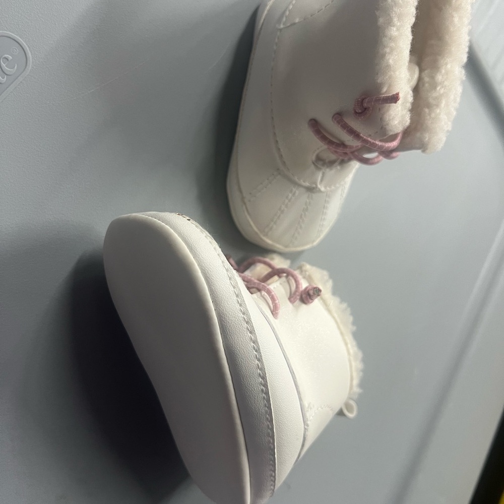 Carter's White Baby Boots with Pink Accents